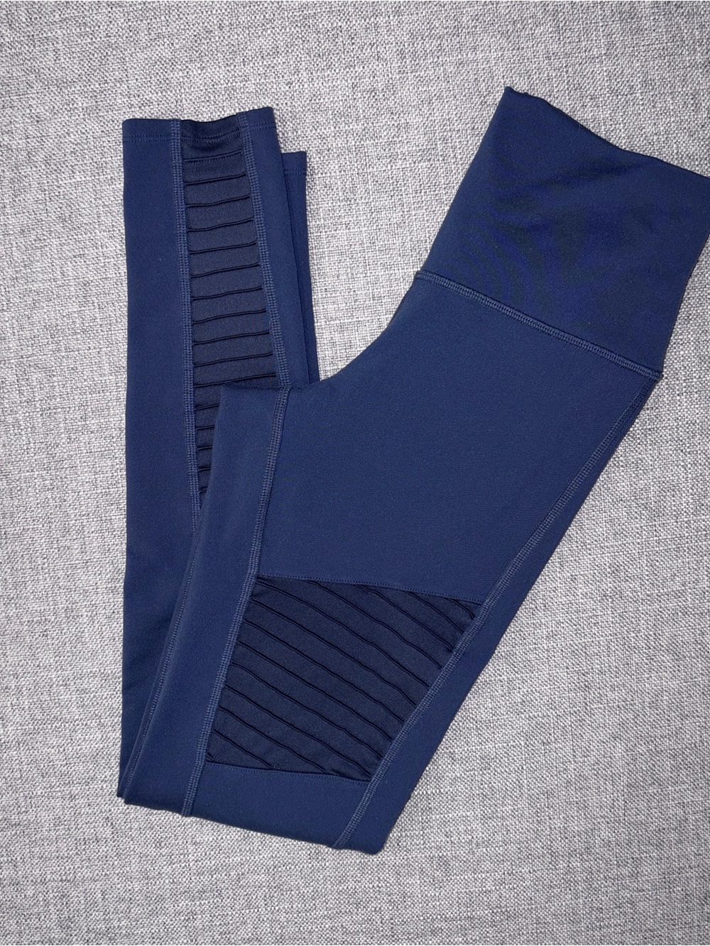 ALO Yoga Navy Ribbed-Panel Leggings